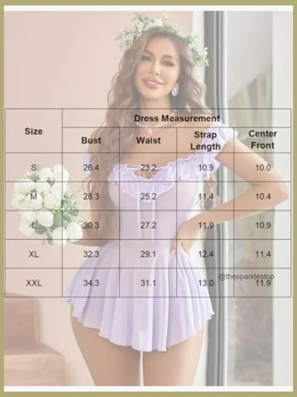 Sheer Mesh Babydoll Chemise with Ruffle Trim, Polyester Spandex Blend - Picture 6 of 7